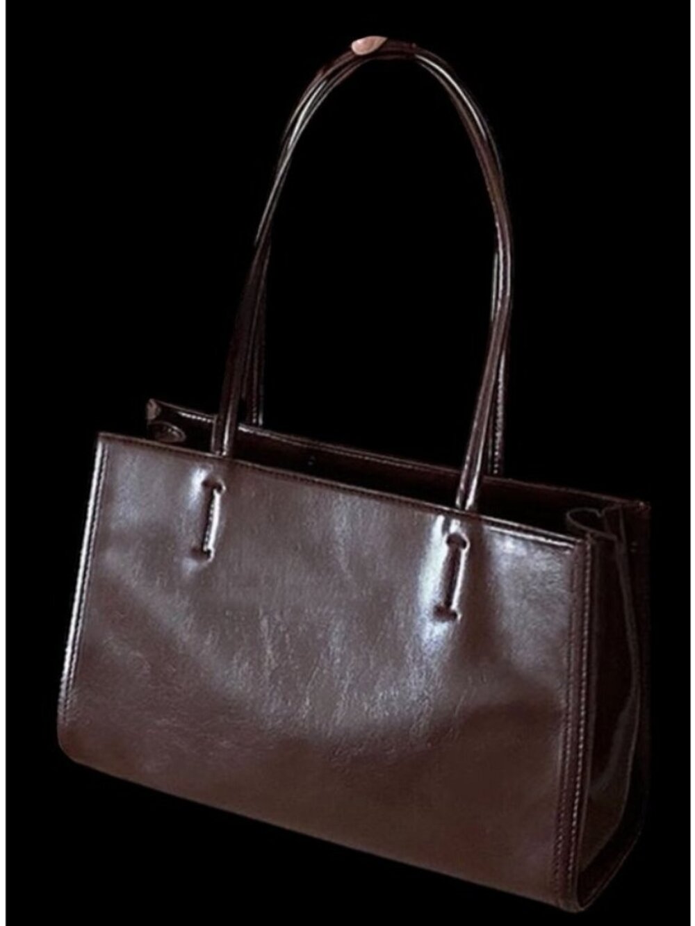 Elegant Brown Faux Leather Tote Bag With Zip Closure & Shoulder Straps